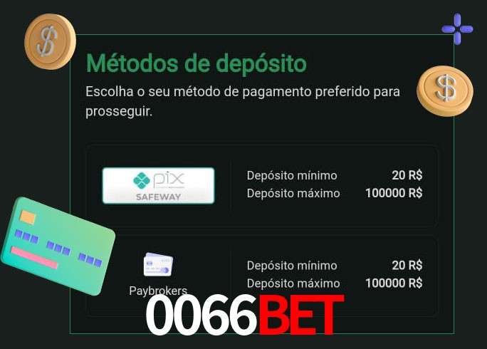 O cassino 0066Bet oferece uma grande variedade de métodos de pagamento